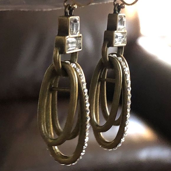 SILPADA Modern Maven Brass Drop Earrings With Swarovski Crystals NIB - Picture 7 of 14